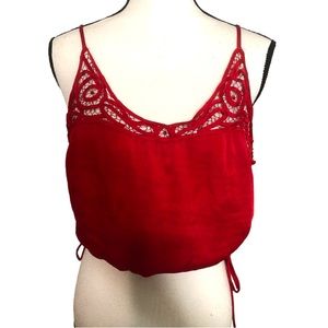 Free People Intimately Red Lace Crop Top Sz L